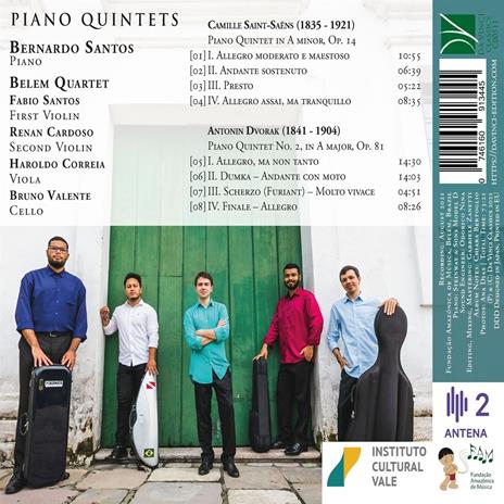 Piano Quintets - CD Audio di Antonin Dvorak,Camille Saint-Saëns,Bernardo Santos - 2