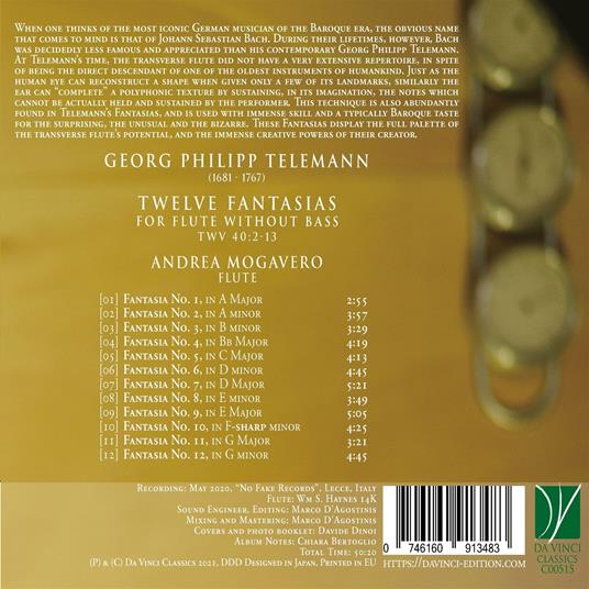 Twelve Fantasias for Flute - CD Audio di Georg Philipp Telemann,Andrea Mogavero - 2