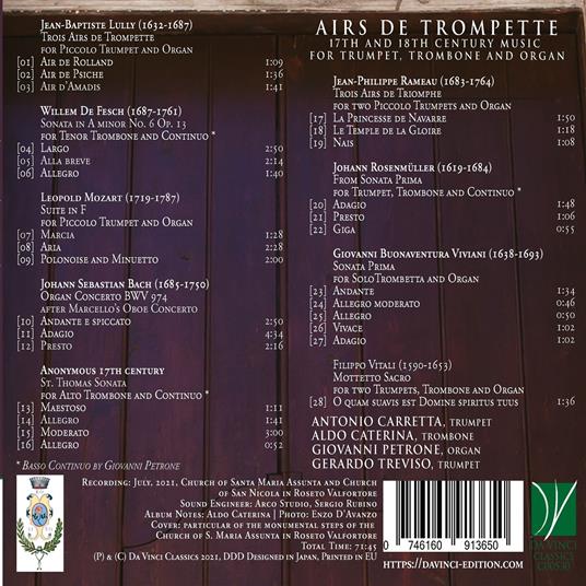 Airs de Trompette. 17th and 18th Century Music for Trumpet, Trombone and Organ - CD Audio di Antonio Carretta - 2