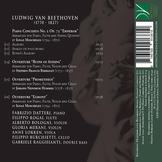 Concerto No. 5 & Ouvertures (Arrangiamenti per quintetto più pianoforte) - CD Audio di Ludwig van Beethoven - 2