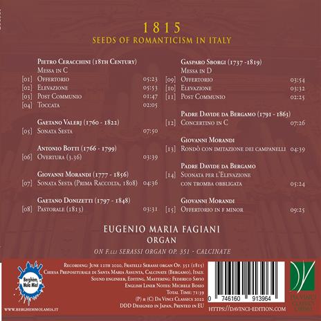 1815. Seeds Of Romanticism In Italy - CD Audio di Eugenio Maria Fagiani - 2
