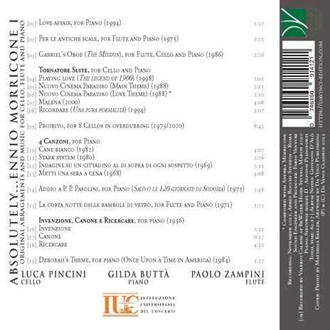 Absolutely-Morricone I. Arrangiamenti per violoncello, flauto e pianoforte - CD Audio di Ennio Morricone - 2