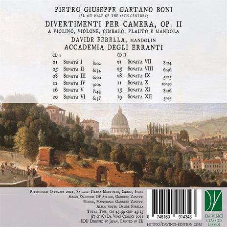Divertimenti Per Camera Op. II - CD Audio di Pietro Giuseppe Gaetano Boni,Davide Ferella - 2