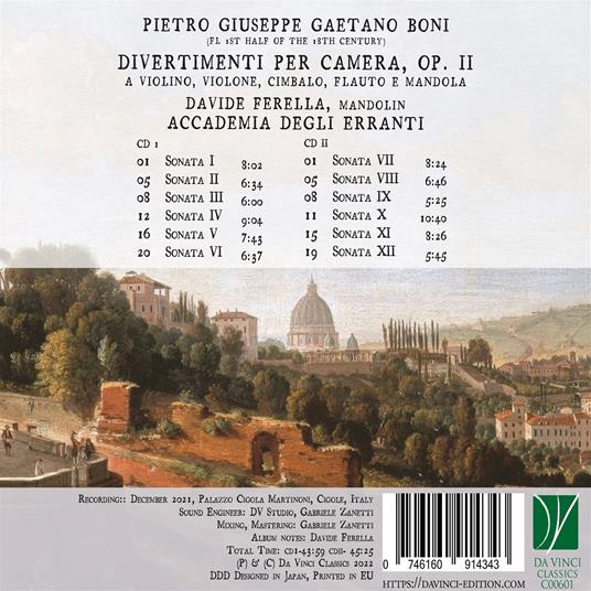 Divertimenti Per Camera Op. II - CD Audio di Pietro Giuseppe Gaetano Boni,Davide Ferella - 2