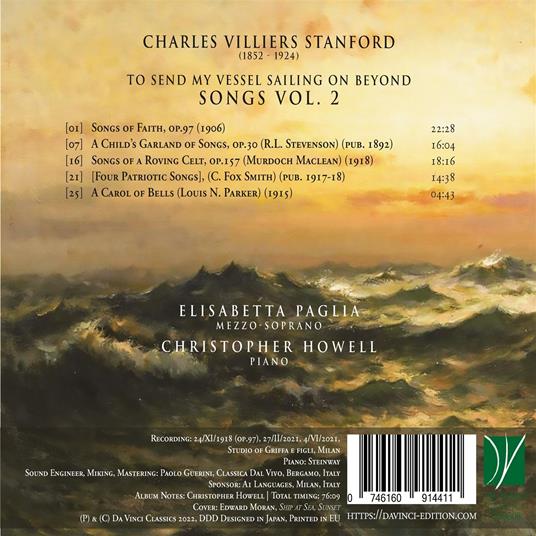 To Send My Vessel Sailing On Beyond - CD Audio di Sir Charles Villiers Stanford,Elisabetta Paglia - 2