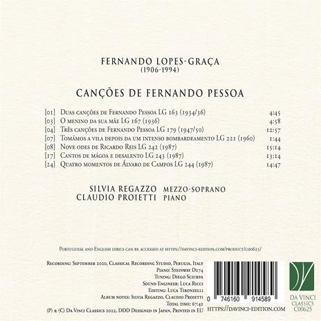 Cancoes de Fernando Pessoa - CD Audio di Fernando Lopes-Graça - 2