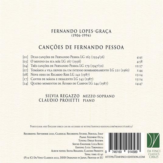 Cancoes de Fernando Pessoa - CD Audio di Fernando Lopes-Graça - 2