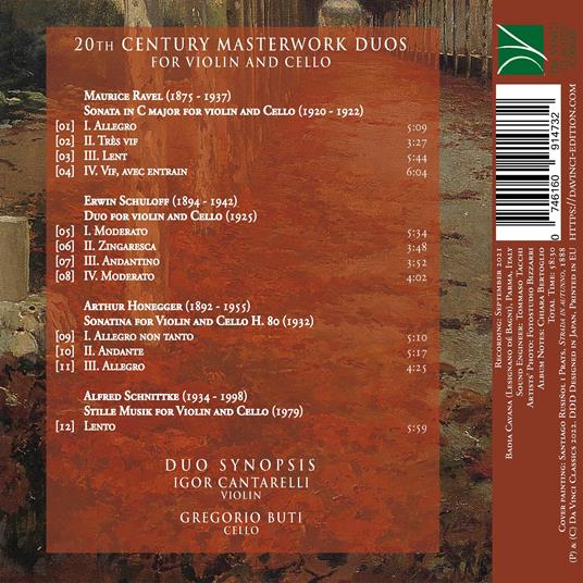 20th Century Masterwork Duos, for Violin and Cello - CD Audio di Duo Synopsis - 2