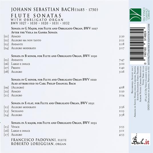 Flute Sonatas - CD Audio di Johann Sebastian Bach,Francesco Padovani - 2