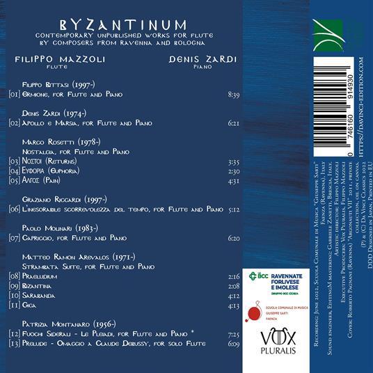 Byzantinum. Contemporary Unpublished Works for Flute by Composers from Ravenna - CD Audio di Filippo Mazzoli - 2