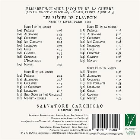 Le pièces de clavecin - CD Audio di Elisabeth-Claude Jacquet de la Guerre,Salvatore Carchiolo - 2