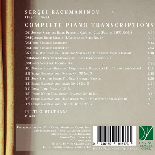 Complete Piano Transcriptions - CD Audio di Sergei Rachmaninov,Pietro Beltrani - 2
