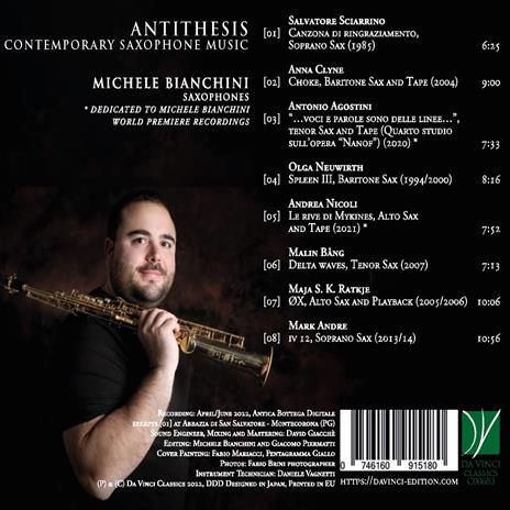 Antithesis. Contemporary Saxophone Music - CD Audio di Michele Bianchini - 2