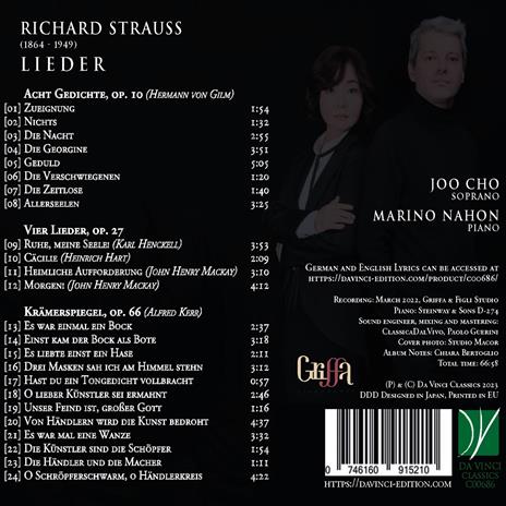 Lieder Op.10, Op.27, Op.66 - CD Audio di Richard Strauss,Joo Cho - 2
