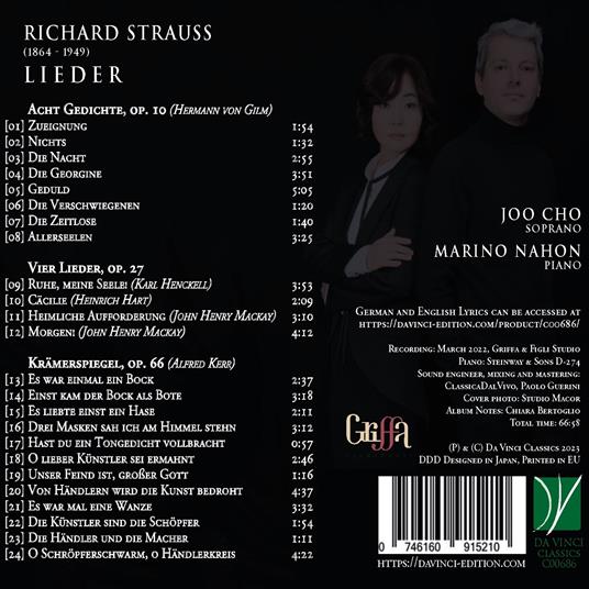 Lieder Op.10, Op.27, Op.66 - CD Audio di Richard Strauss,Joo Cho - 2