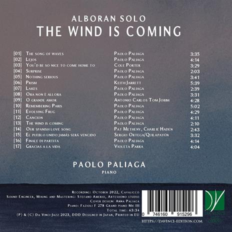 The Wind Is Coming - CD Audio di Paolo Paliaga - 2