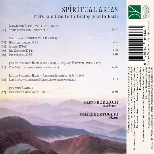 Arias Spirituelles. Musiche di Beethoven, Brahms, Britten, Schubert - CD Audio di Chiara Bertoglio,Mauro Borgioni - 2