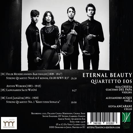 Eternal Beauty - CD Audio di Anton Webern,Leos Janacek,Felix Mendelssohn-Bartholdy,Quartetto Eos - 2