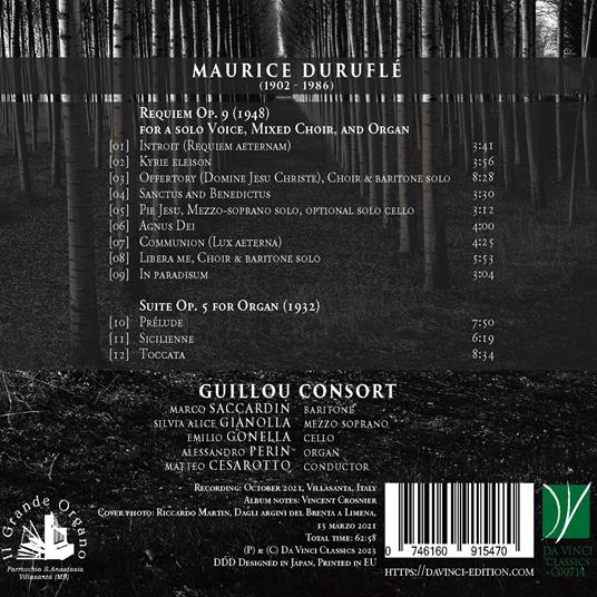 Requiem Op.9 - Suite Op.5 - CD Audio di Maurice Duruflé,Guillou Consort - 2