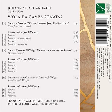 Viola da Gamba Sonatas - CD Audio di Johann Sebastian Bach,Francesco Galligioni - 2