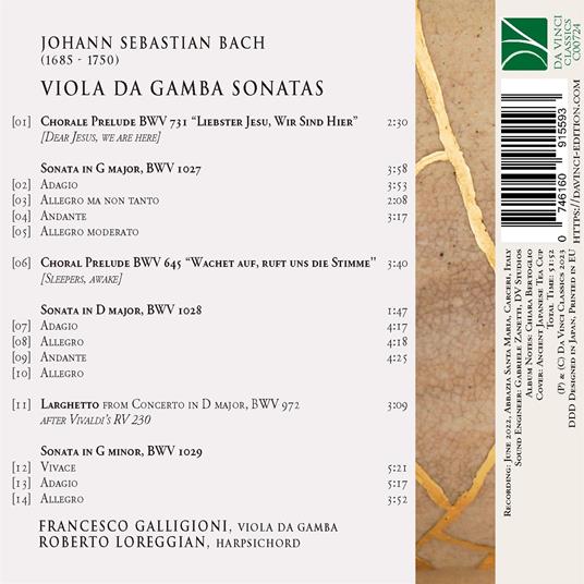 Viola da Gamba Sonatas - CD Audio di Johann Sebastian Bach,Francesco Galligioni - 2