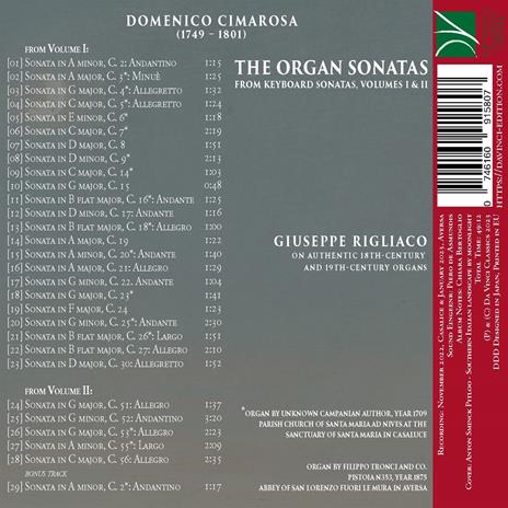 The Organ Sonatas - CD Audio di Domenico Cimarosa,Giuseppe Rigliaco - 2