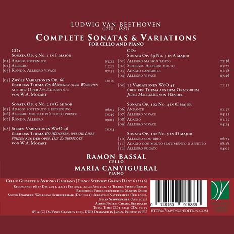 Complete Sonatas & Variations for Cello and Piano - CD Audio di Ludwig van Beethoven,Ramon Bassal - 2