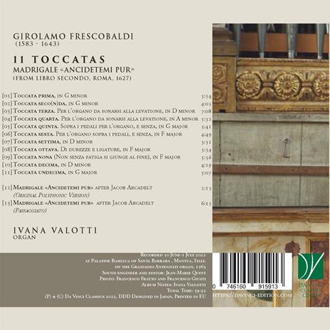 11 Toccatas - CD Audio di Girolamo Frescobaldi,Ivana Valotti - 2