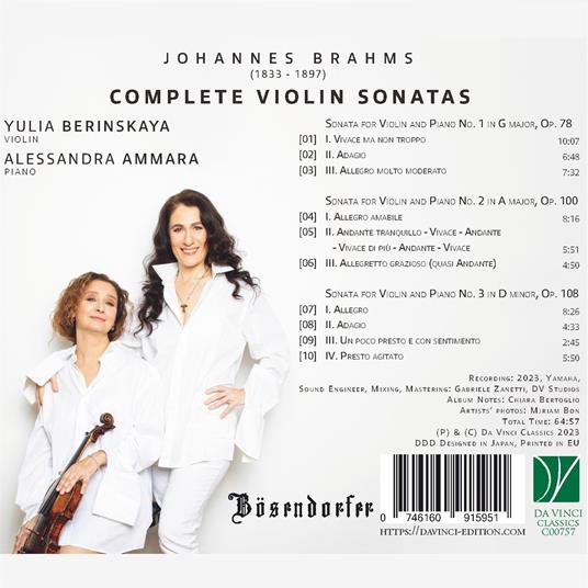 Complete Violin Sonatas - CD Audio di Johannes Brahms,Yulia Berinskaya - 2