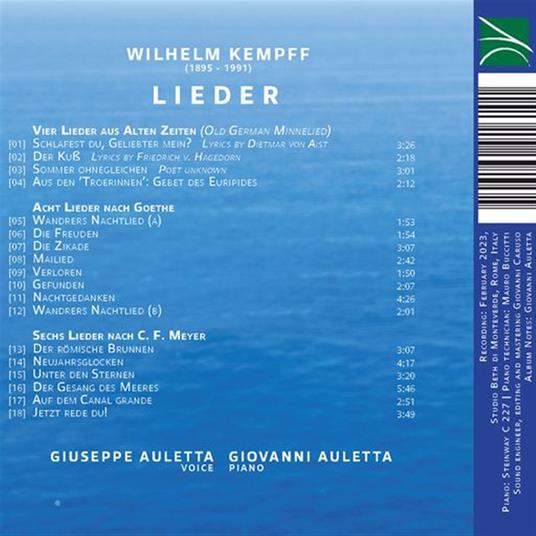 Lieder - CD Audio di Wilhelm Kempff,Giuseppe Auletta - 2