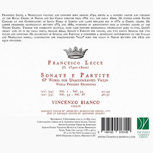 Sonate e Partite - CD Audio di Vincenzo Bianco,Francesco Lecce - 2