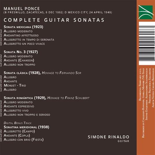 Complete Guitar Sonatas - CD Audio di Manuel Maria Ponce,Simone Rinaldo - 2