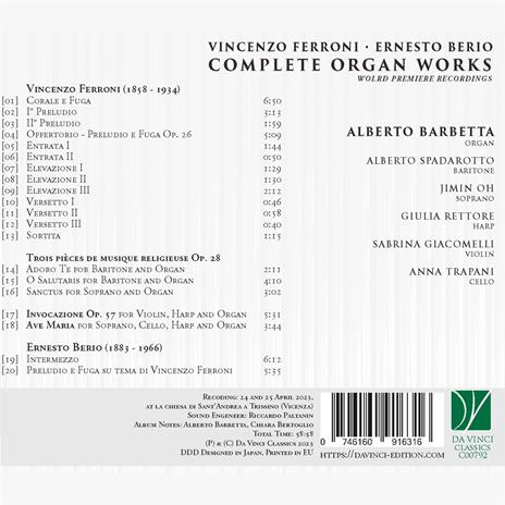 Musica per organo completa - CD Audio di Luciano Berio,Vincenzo Ferroni,Alberto Barbetta - 2