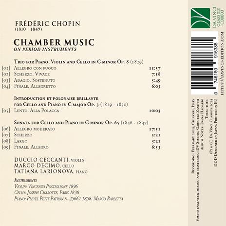 Chamber Music on Period Instruments - CD Audio di Frederic Chopin,Duccio Ceccanti - 2