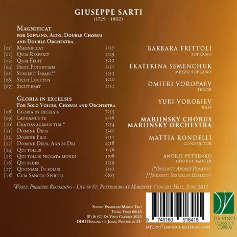 Magnificat - Gloria in E - CD Audio di Barbara Frittoli,Giuseppe Sarti - 2