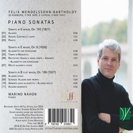 Sonate per pianoforte - CD Audio di Felix Mendelssohn-Bartholdy,Marino Nahon - 2