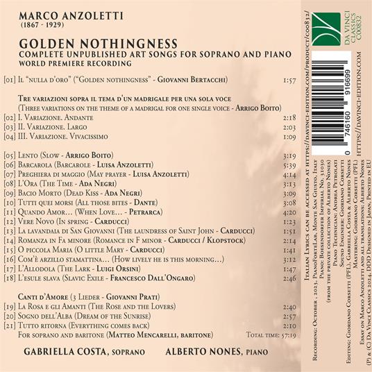 Golden Nothingness - CD Audio di Gabriella Costa,Marco Anzoletti - 2