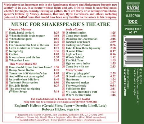 Music for Shakespeare's Theatre (Digipack) - CD Audio - 2