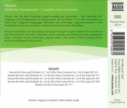 Complete Horn Concerto - CD Audio di Wolfgang Amadeus Mozart - 2