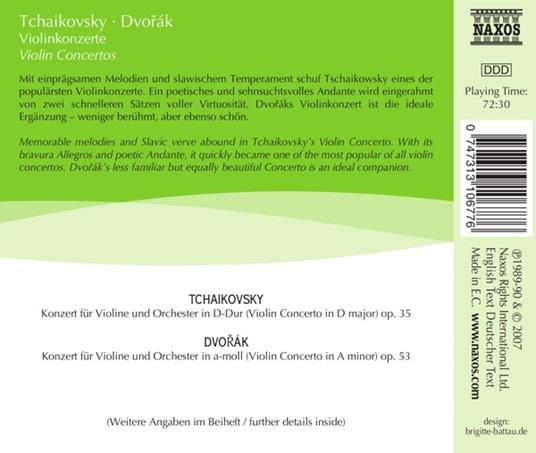 Violin Concertos - CD Audio di Antonin Dvorak,Pyotr Ilyich Tchaikovsky - 2