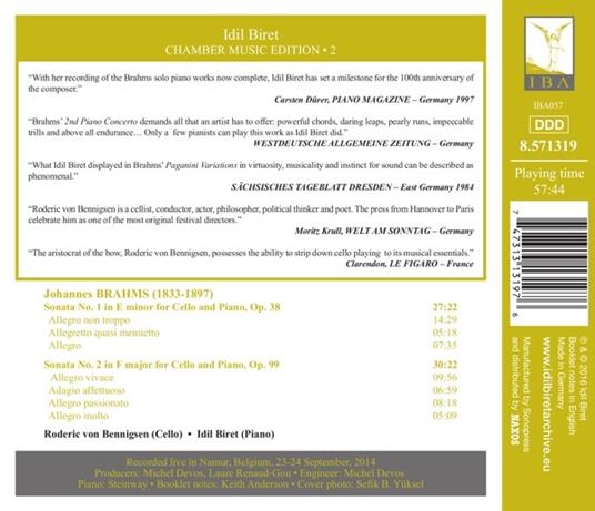 Sonate per violoncello n.1 op.38, n.2 op.99 - CD Audio di Johannes Brahms - 2