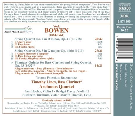 Quartetti per archi n.1, n.2 - Phantasy-Quintet - CD Audio di Edwin York Bowen - 2