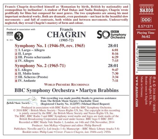 Sinfonie n.1, n.2 - CD Audio di Francis Chagrin - 2