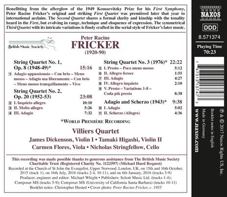 Quartetti per archi completi - CD Audio di Peter Racine Fricker,Villiers Quartet - 2