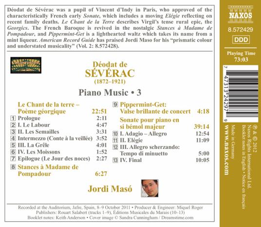 Opere per pianoforte vol.3 - CD Audio di Deodat de Severac - 2