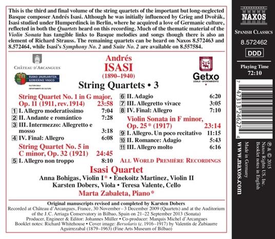 Quartetti per archi completi vol.3 - CD Audio di Andrés Isasi,Isasi Quartet - 2