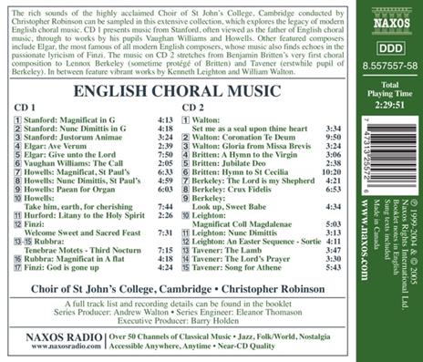 English Choral Music - CD Audio di Christopher Robinson - 2