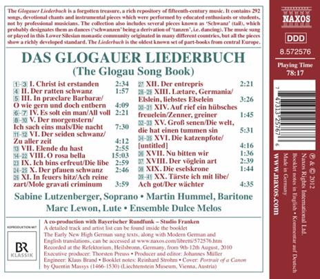 Das Glogauer Liederbuch - CD Audio - 2