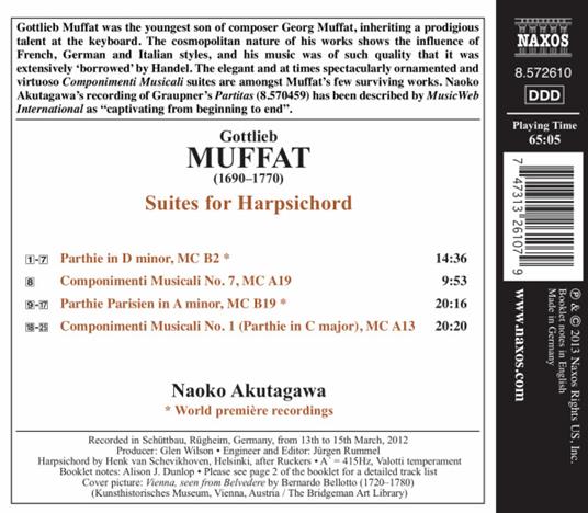 Componimenti Musicali. n.1, n.7, Parthie in Re Minore, Parthie Parisien - CD Audio di Gottlieb Muffat,Naoko Akutagawa - 2