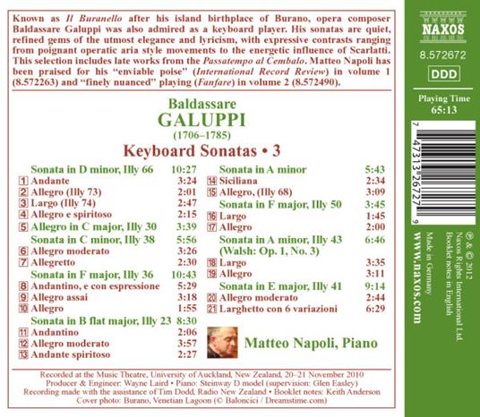 Sonate per strumento a tastiera vol.3 - CD Audio di Baldassarre Galuppi - 2